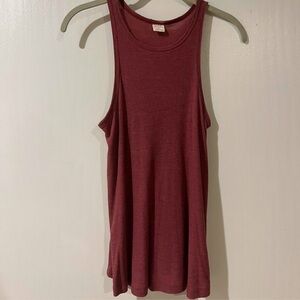 Sun & Shadow Ribbed Relaxed Fit Athleisure Tank Top Burgundy